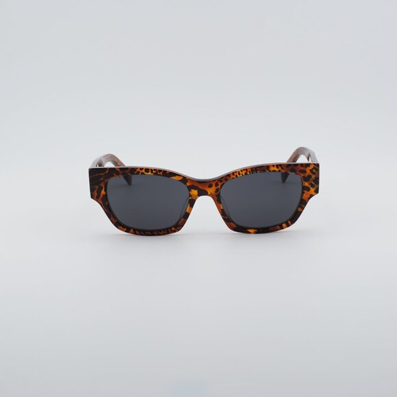 Celine CL40197U 99A Sunglasses Brown Animal Havana Square Frame, Grey Lenses main image 6